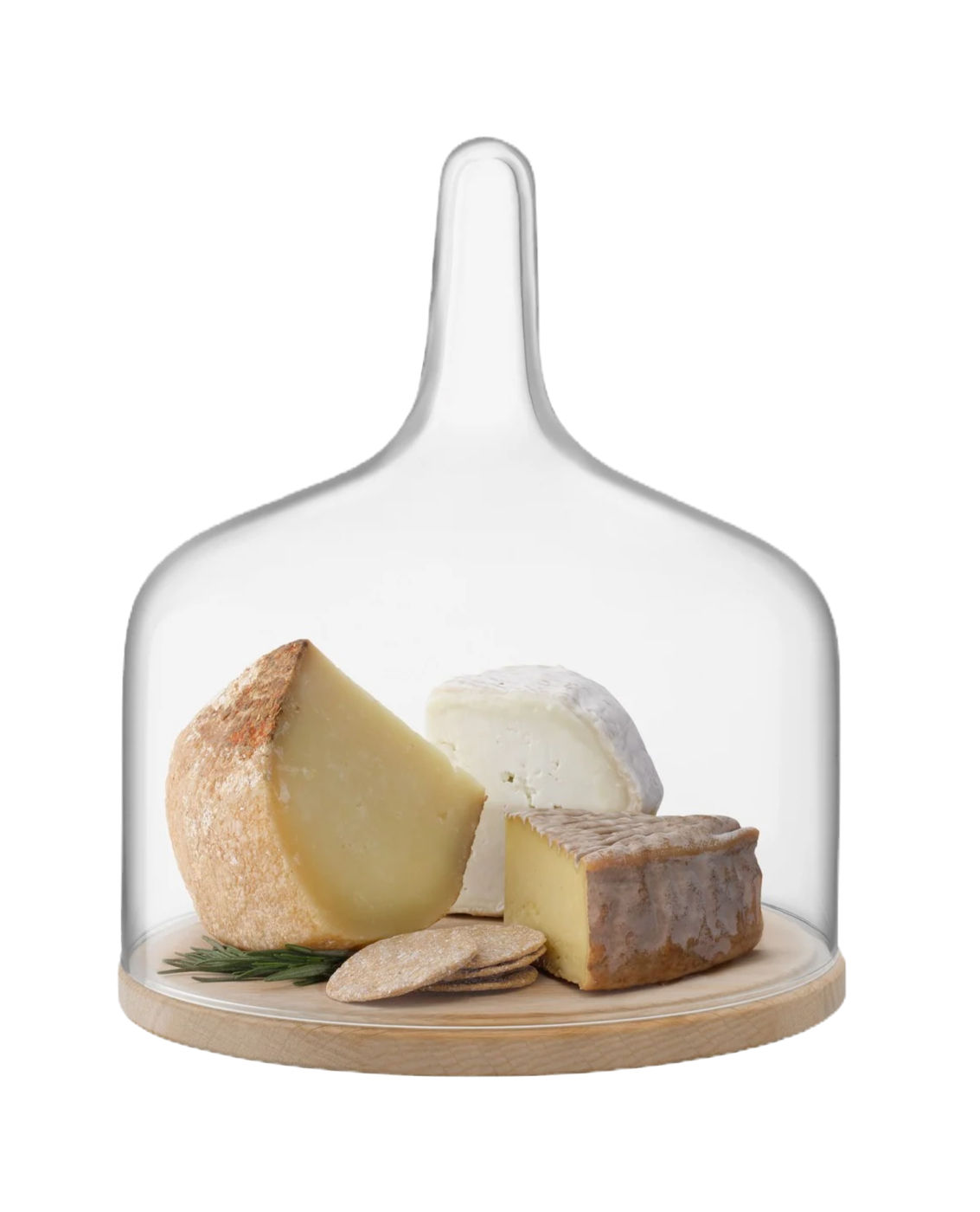 Dôme cloche et base en chêne 26 cm