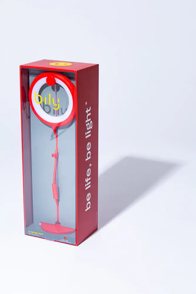 Miniature : Lampe Bily et perchoir rouge avec sa pochette noire