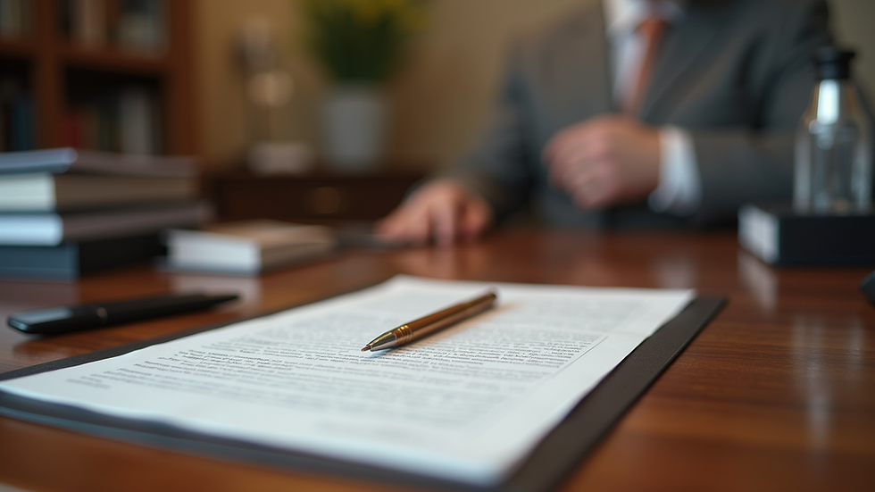 Eye-level view of a notary public's desk with essential tools