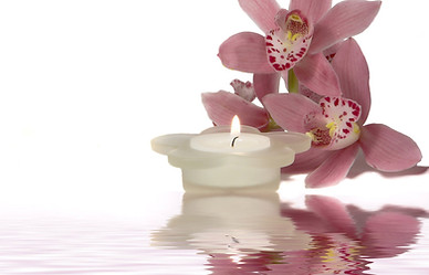Peaceful Candle and Flowers