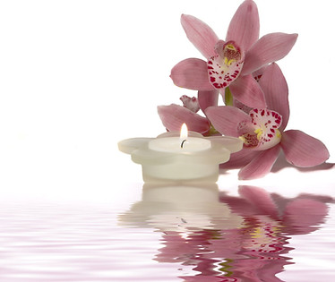 Peaceful Candle and Flowers