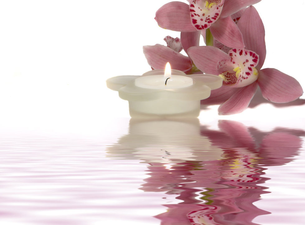 Peaceful Candle and Flowers 