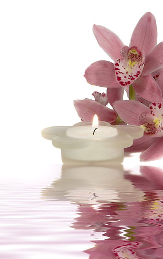 Peaceful Candle and Flowers