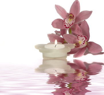 Peaceful Candle and Flowers