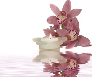 Peaceful Candle and Flowers 