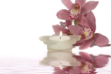 Peaceful Candle and Flowers