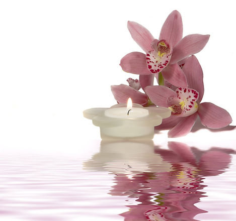 Peaceful Candle and Flowers