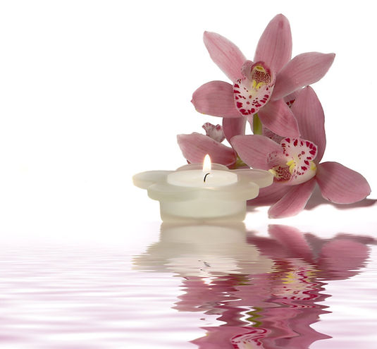 Peaceful Candle and Flowers