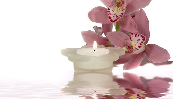 Peaceful Candle and Flowers
