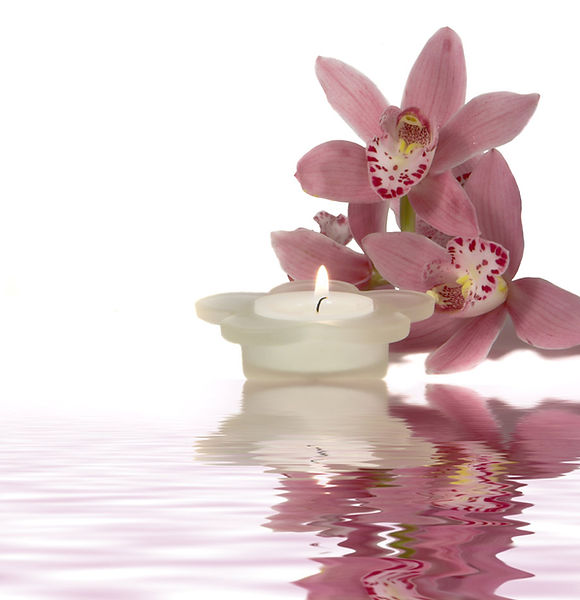 Peaceful Candle and Flowers