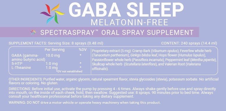 Ingredients in SpectraSpray’s GABA Sleep Spray, melatonin-free