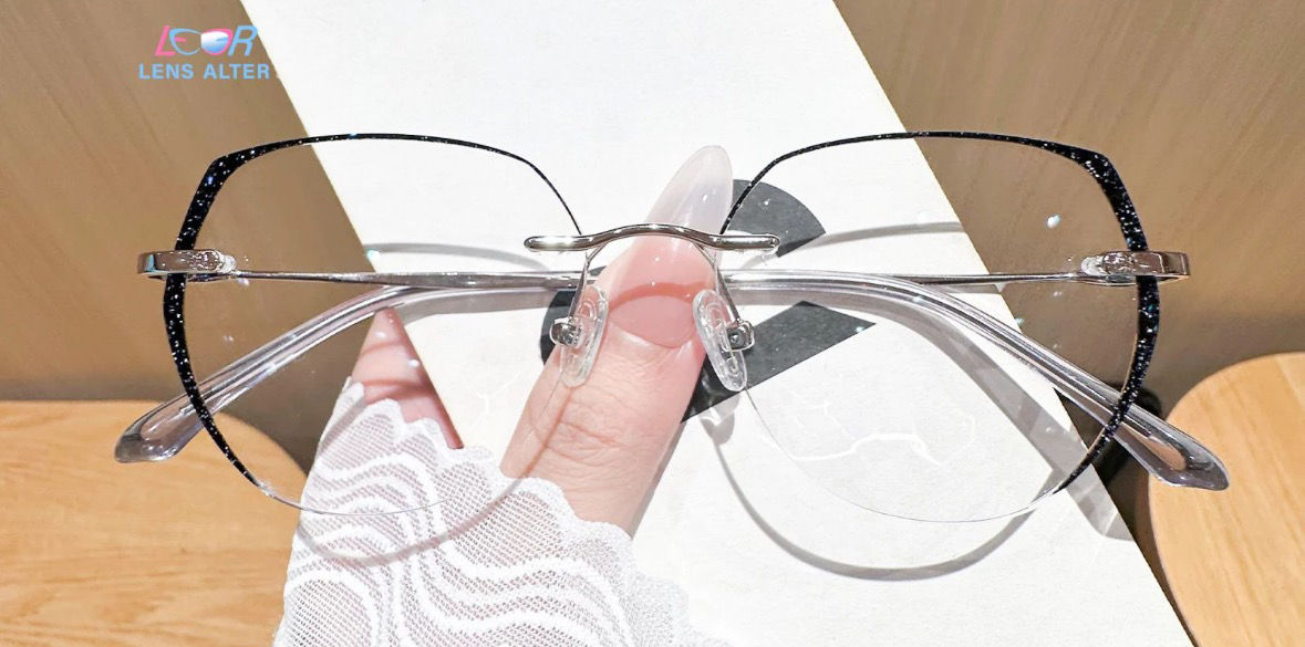 Rimless Eyeglasses with Black Temples