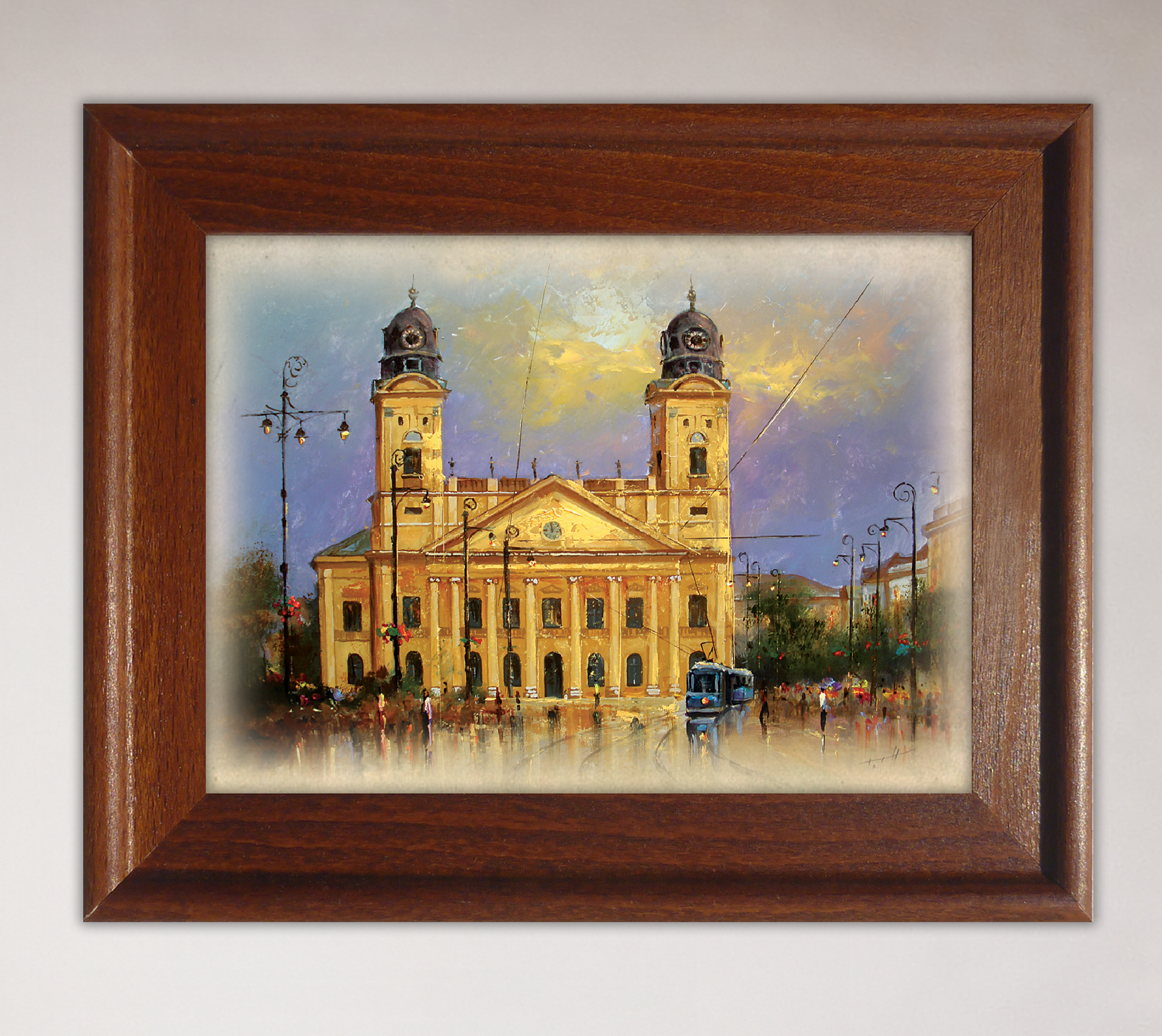 Debrecen - Egyedi művészi nyomat hársfa keretben