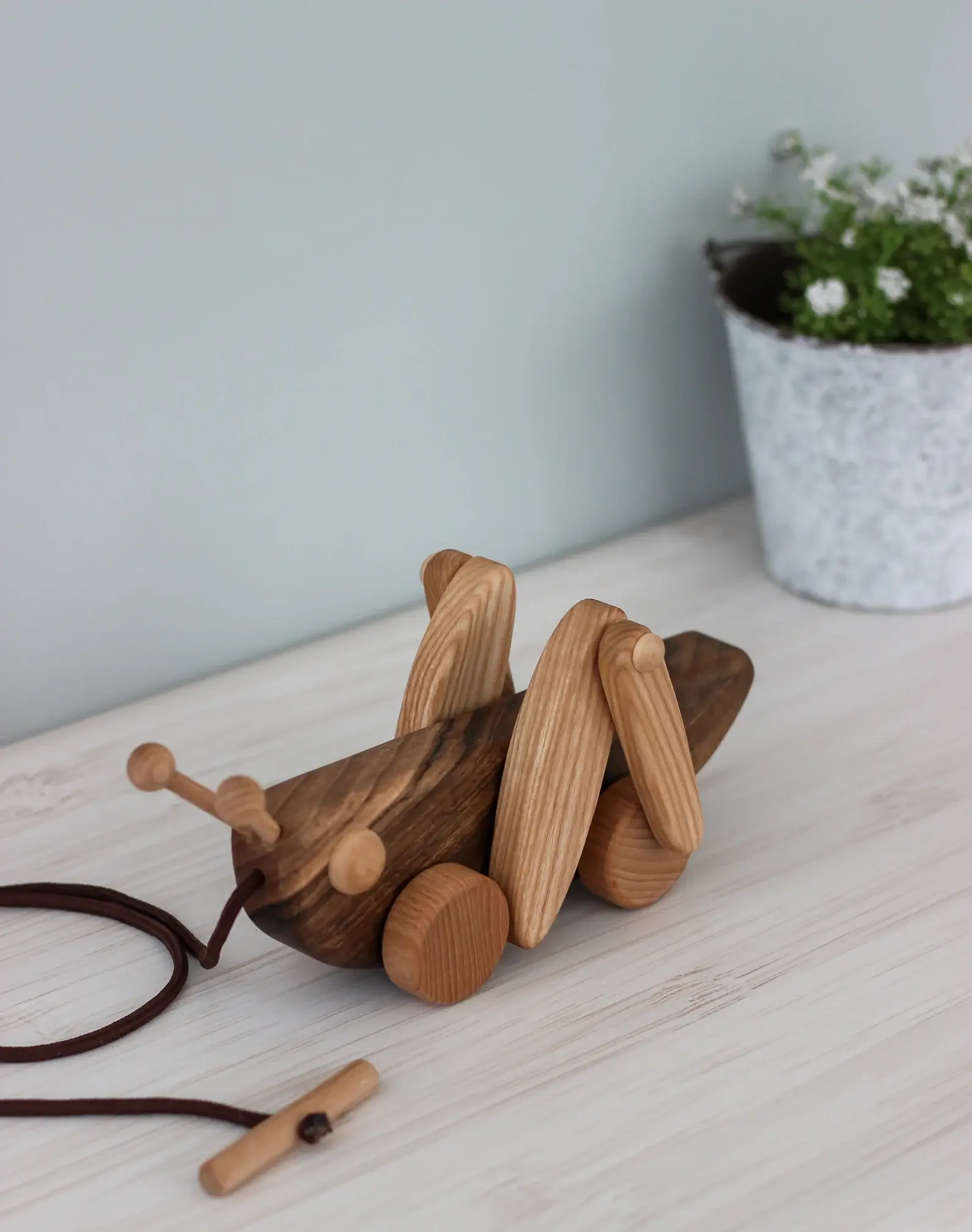 Handcrafted Wooden Animal Pull Toy – Montessori Push & Pull Learning Toy