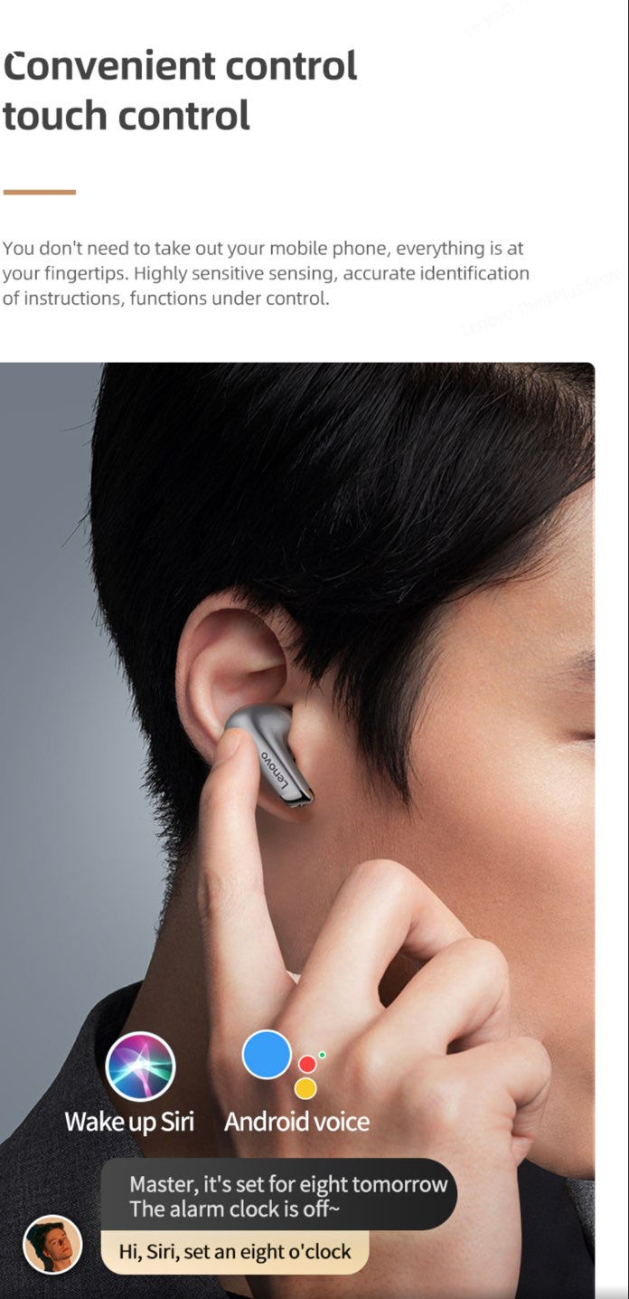 Thumbnail: Lenovo Lp5 Wireless Bluetooth Earbuds Hi Fi Music With Mic Waterproof Quality