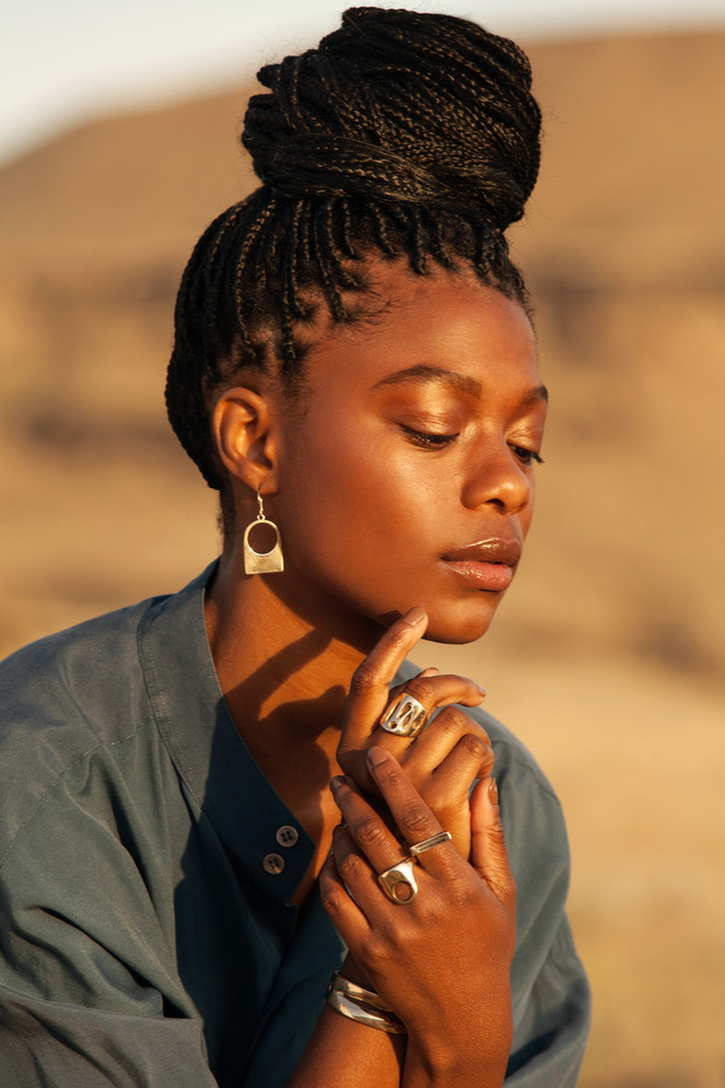 contour ring and earrings