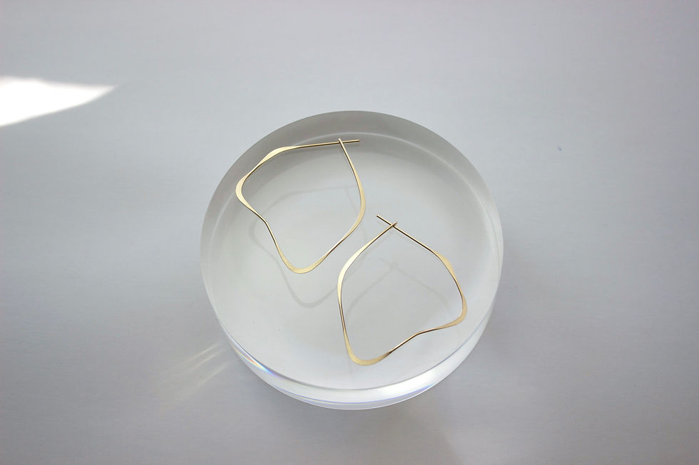 Thumbnail: Gold Fill earrings on a clear round resin prop with off-white background.