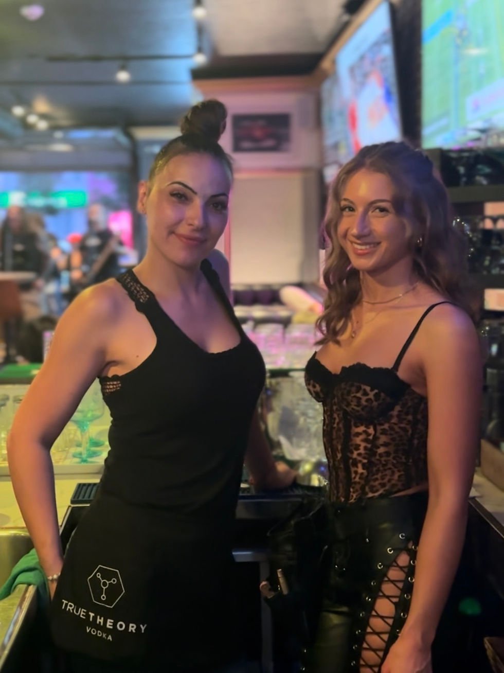 The cat's cradle bartenders on "rock the cat's bar" saturday nigh