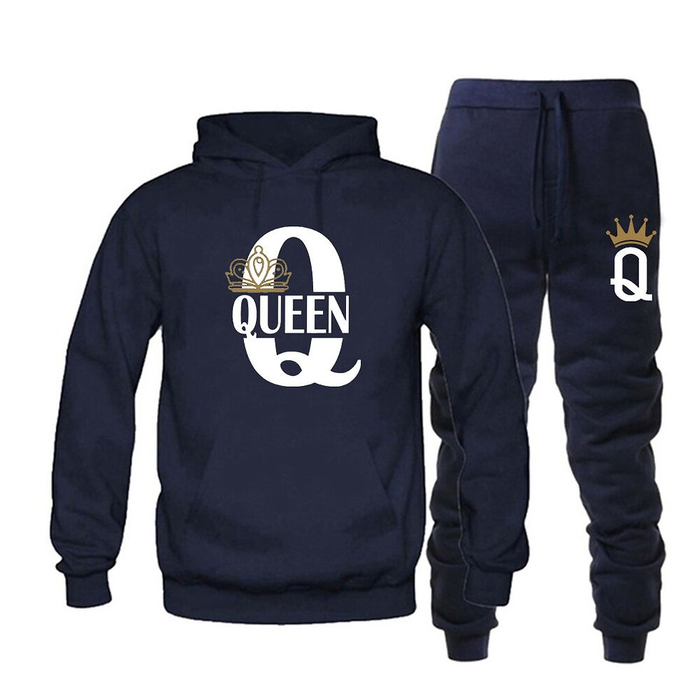 Thumbnail: Lovers Couple KING/QUEEN Print Hoodie Suits 