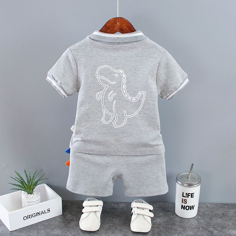 Thumbnail: Dinosaur Printed Turn-down Collar T-shirts and Shorts 2PCS set 9 to 12 Months