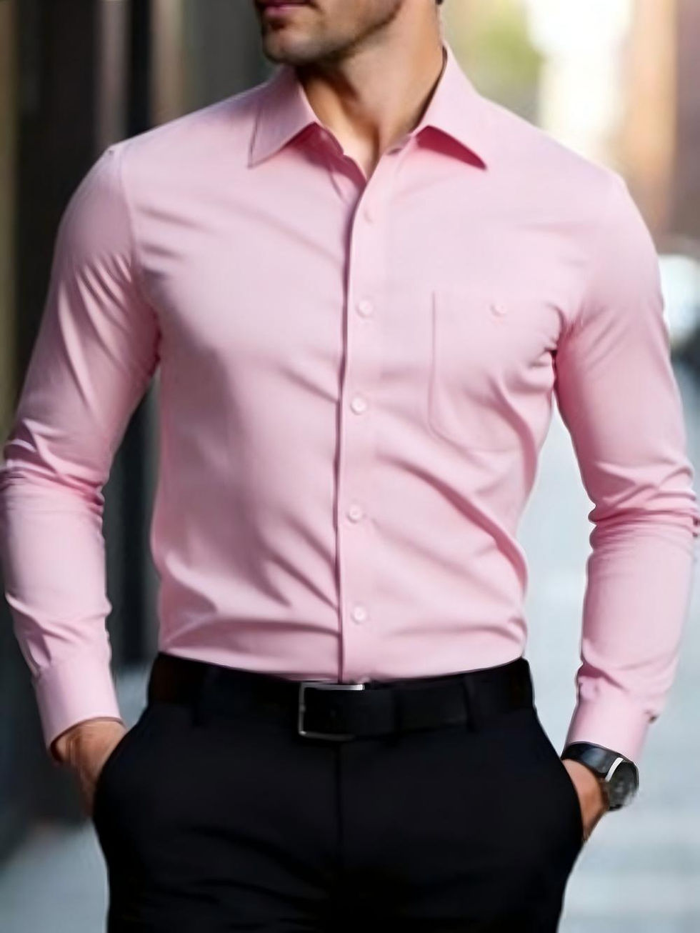 Thumbnail: 2025 men's casual multifunctional long sleeved wrinkle free solid color elastic 