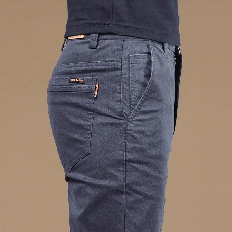 Thumbnail: Cotton Men's Casual Pants Trendy Versatile Elastic Light Busine