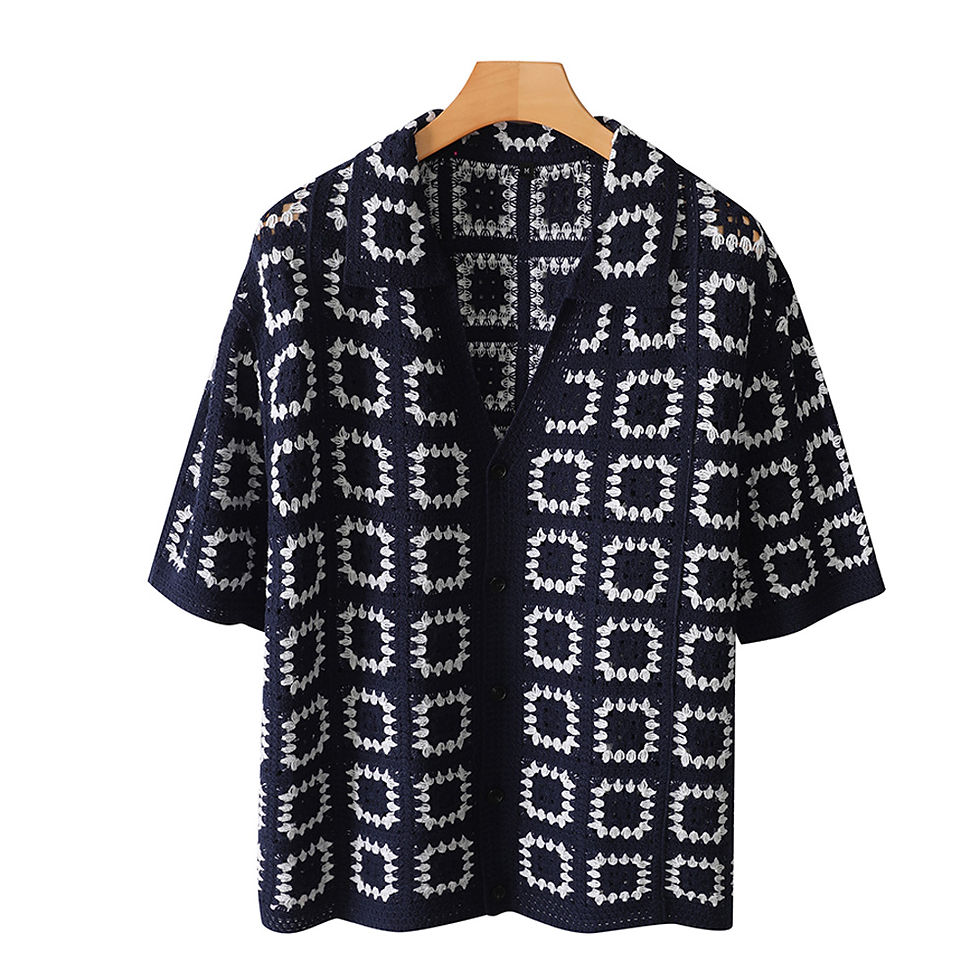 Thumbnail: Men's Short Sleeves Summer Knitted Printing Fashion Short-Sleeved Breathable 