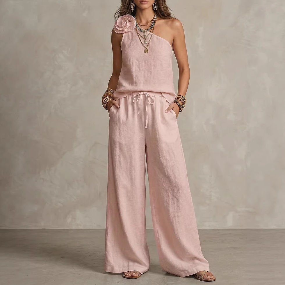Thumbnail: Sexy Urban-Style Linen Loose-Fit Sleeveless Pantsuit