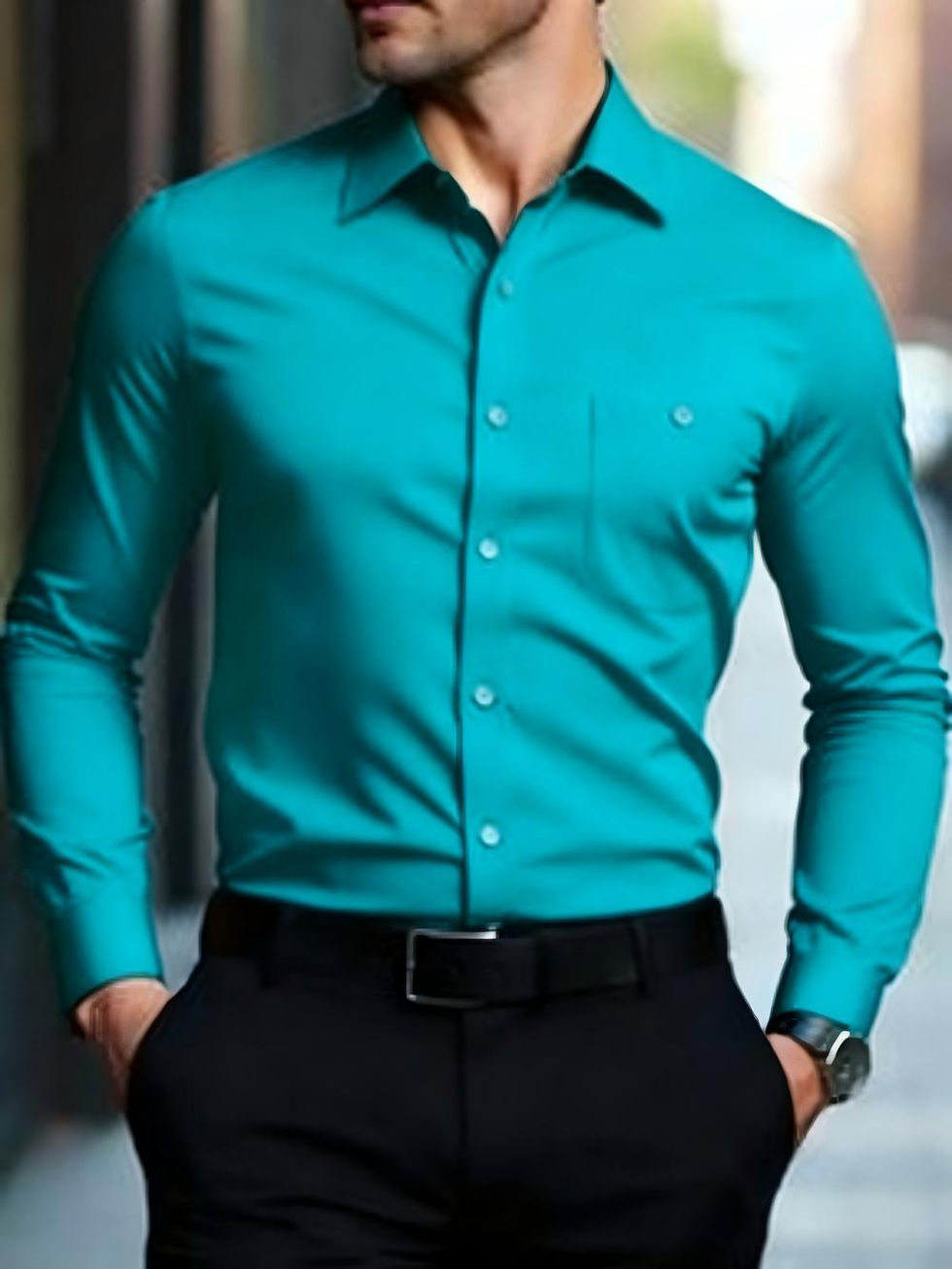 Thumbnail: 2025 men's casual multifunctional long sleeved wrinkle free solid color elastic 