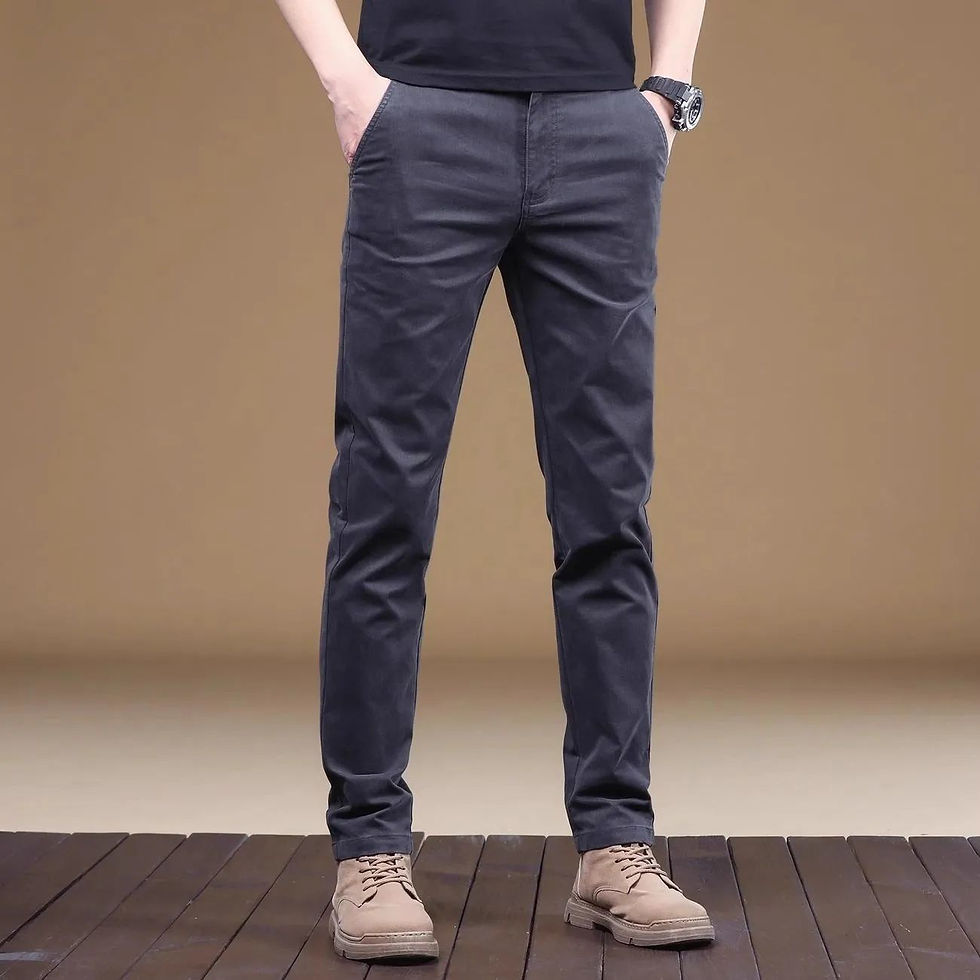 Thumbnail: Cotton Men's Casual Pants Trendy Versatile Elastic Light Busine