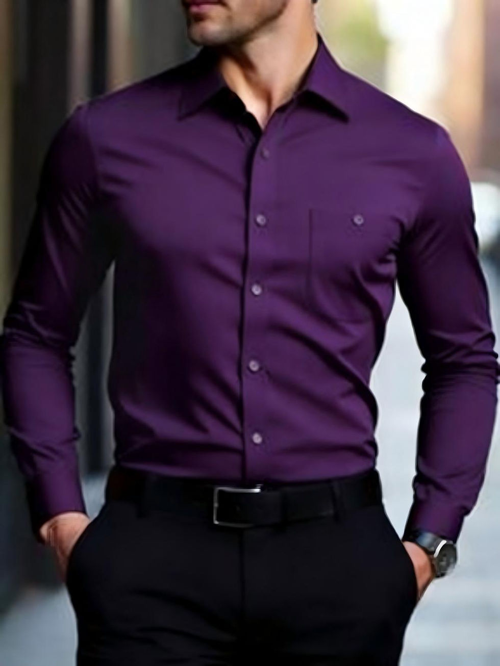 Thumbnail: 2025 men's casual multifunctional long sleeved wrinkle free solid color elastic 