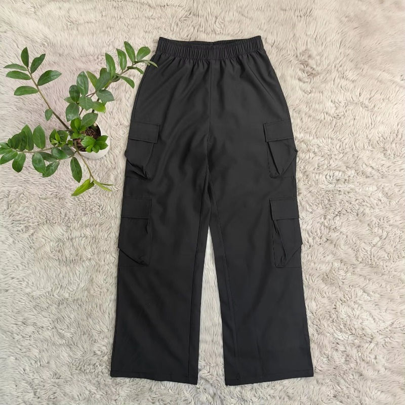 Thumbnail: New Straight Cargo Pants Women High Waist Baggy Trousers Casual Wide Leg Slim Vi