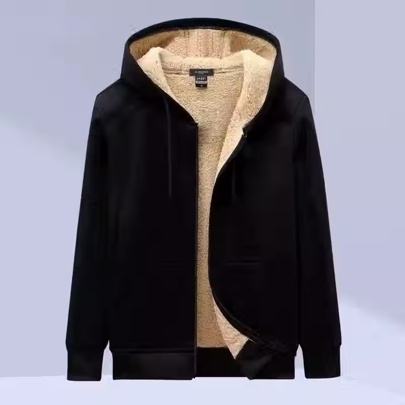 Thumbnail: Men's Autumn Winter Thickened Lamb Velvet Hooded 
