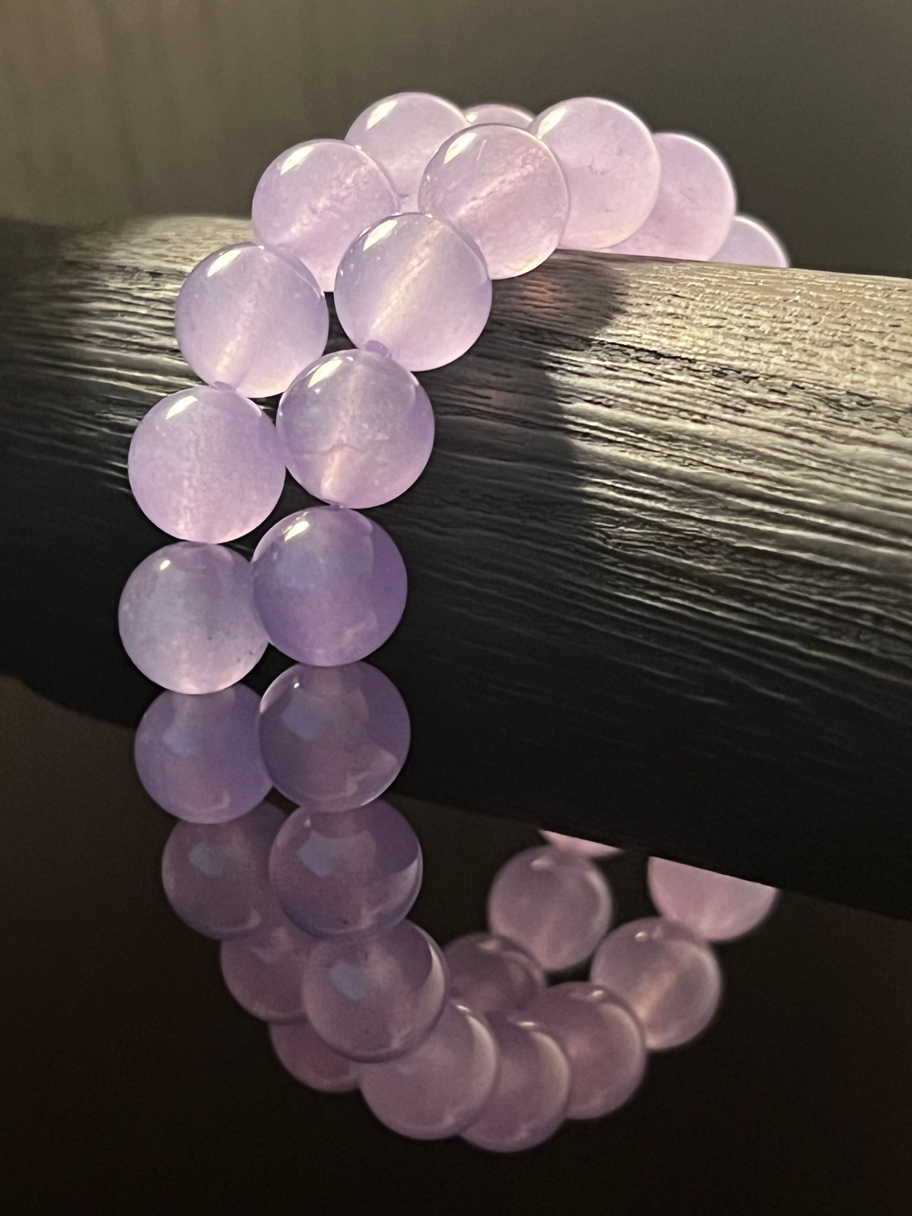8mm Small Beads-Lilac Snuggle Jade – Lavender Purple Bracelet Set