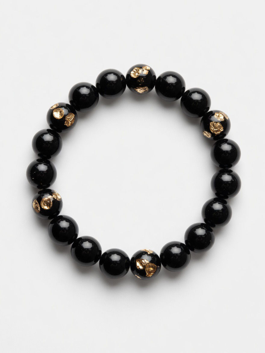 10mm Medium Beads-Midnight Gold Phantom Bracelet 