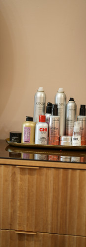 Professional hair care products used during blow dry services at Calla Blow Dry in Pinecrest Miami