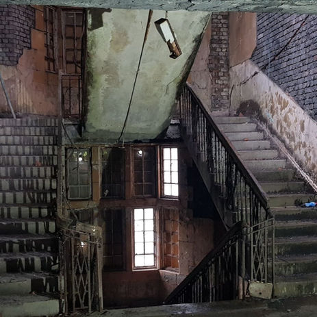 Grand internal staircase awaiting restoration