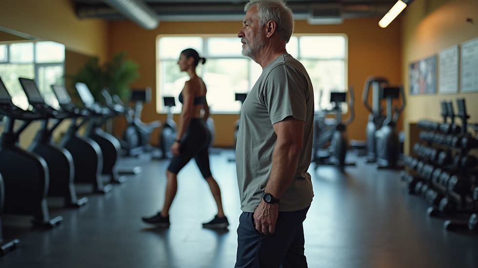 High angle view of a gym workout session for older adults