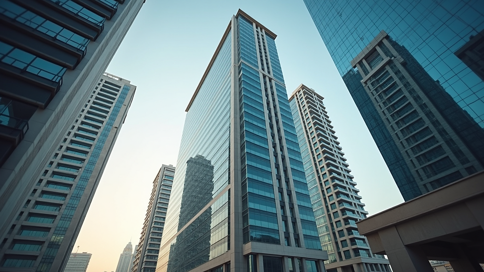 Eye-level view of modern office building in Riyadh