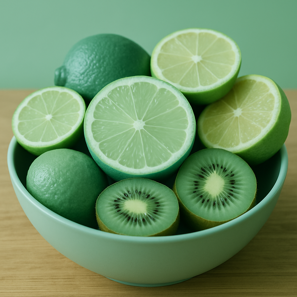 Ciotola di agrumi freschi e kiwi su tavolo di legno, fonte naturale di vitamina C.