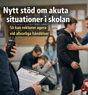 Skolverkets nya stöd om akuta situationer i skolan förtydligar vad skolpersonal får göra när en situation snabbt blir farlig eller allvarligt stör undervisningen. Stödet tydliggör också rektors ansvar för rutiner, dokumentation och uppföljning. För skolledare handlar det i praktiken om att säkra att hela verksamheten vet hur akuta situationer ska hanteras rättssäkert och proportionerligt.
