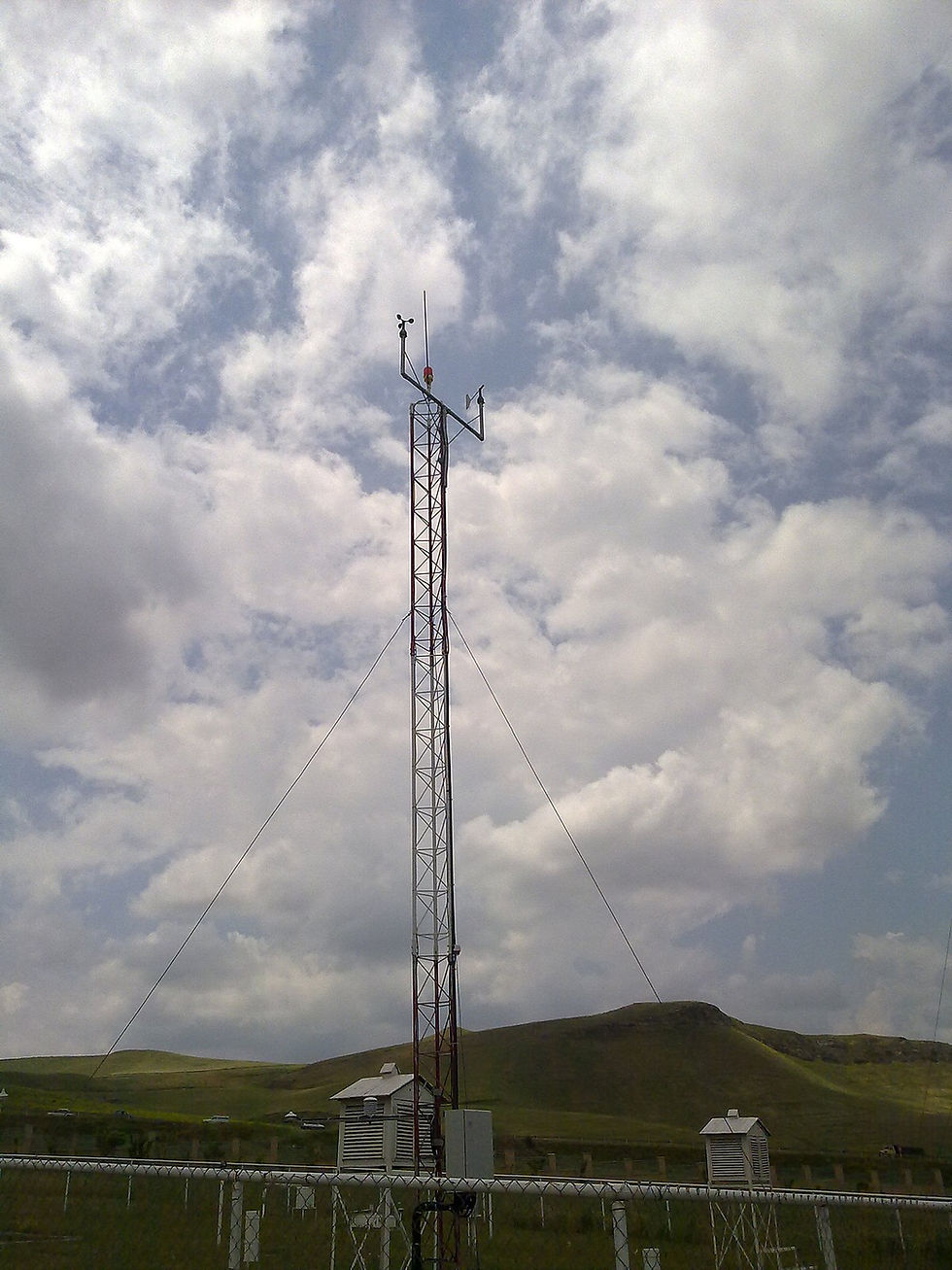 Met mast that measures wind speed