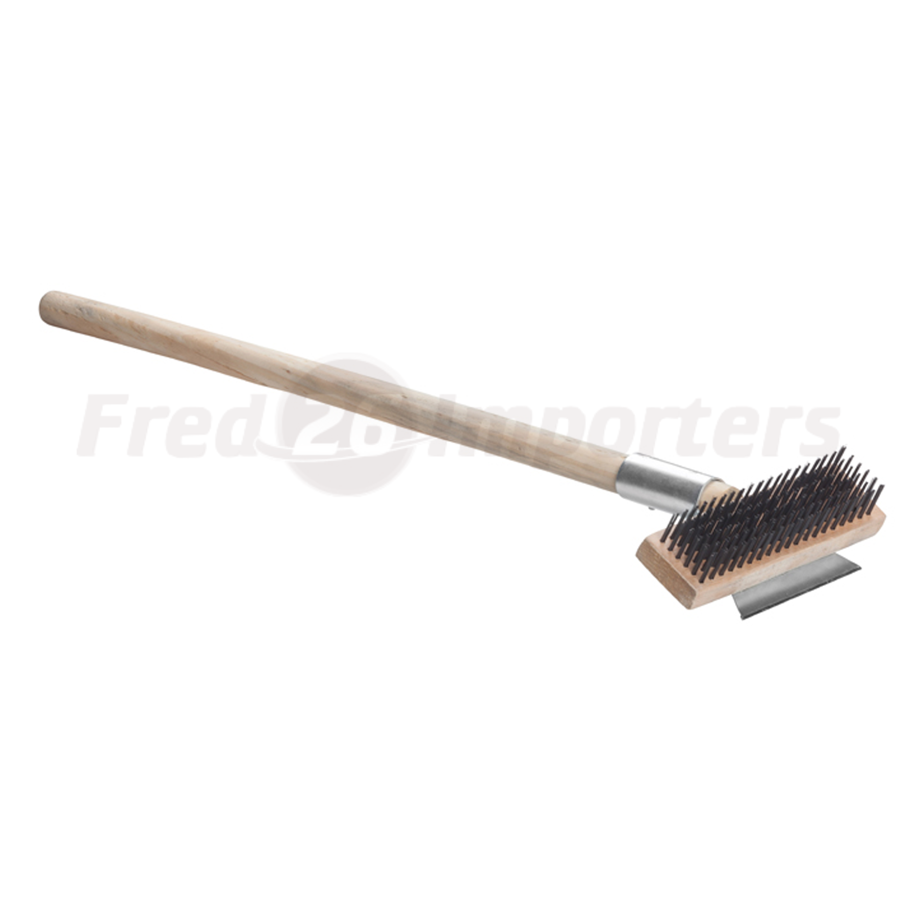 27" Pizza Oven Scraper w/ Wire Brush, Wood Handle