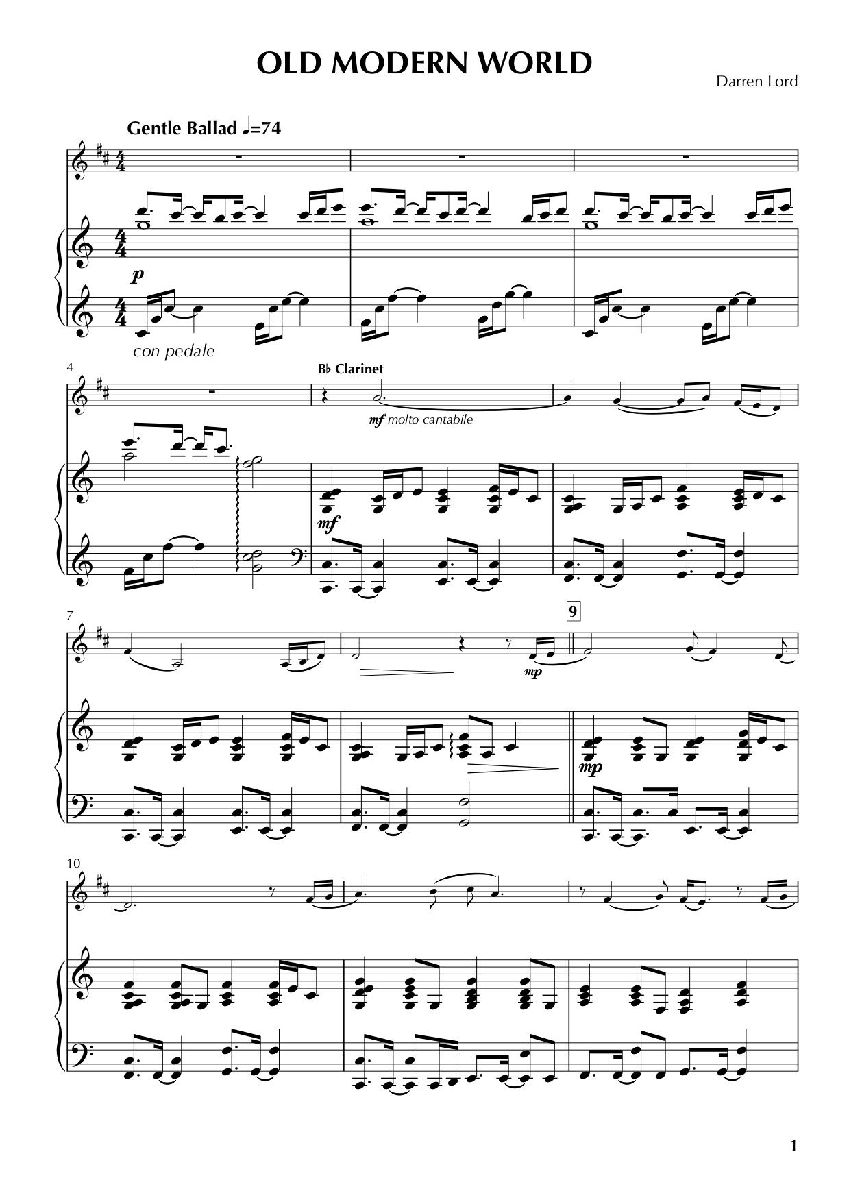 OLD MODERN WORLD (Clarinet, Flute, Alto Sax))