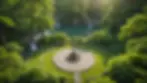 High angle view of a serene meditation spot surrounded by nature
