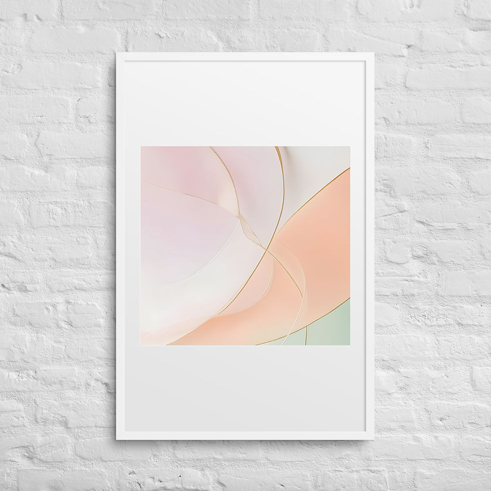 Thumbnail: Framed Vertical Abstract Art with Matte (3 of 3) – Pastel Design & Gold Accents