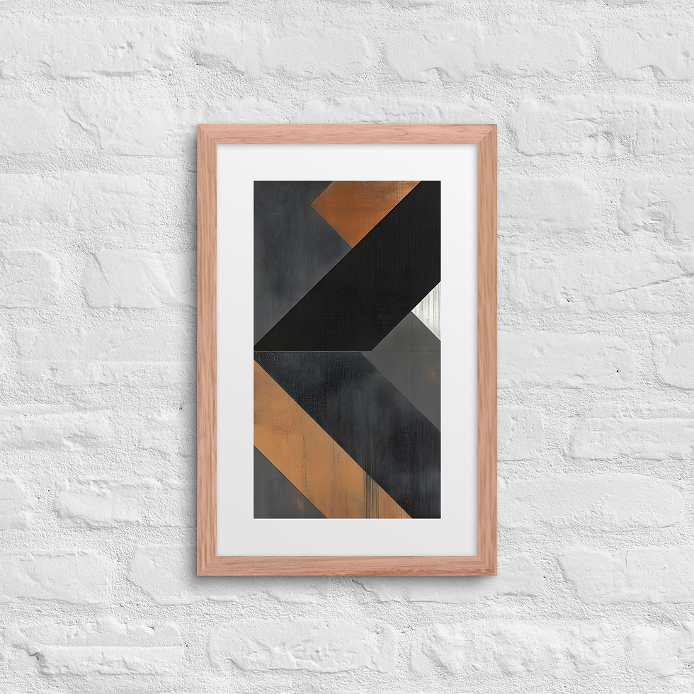 Thumbnail: Framed Vertical Abstract Art with Matte (2 of 3) – Industrial Geometric Design