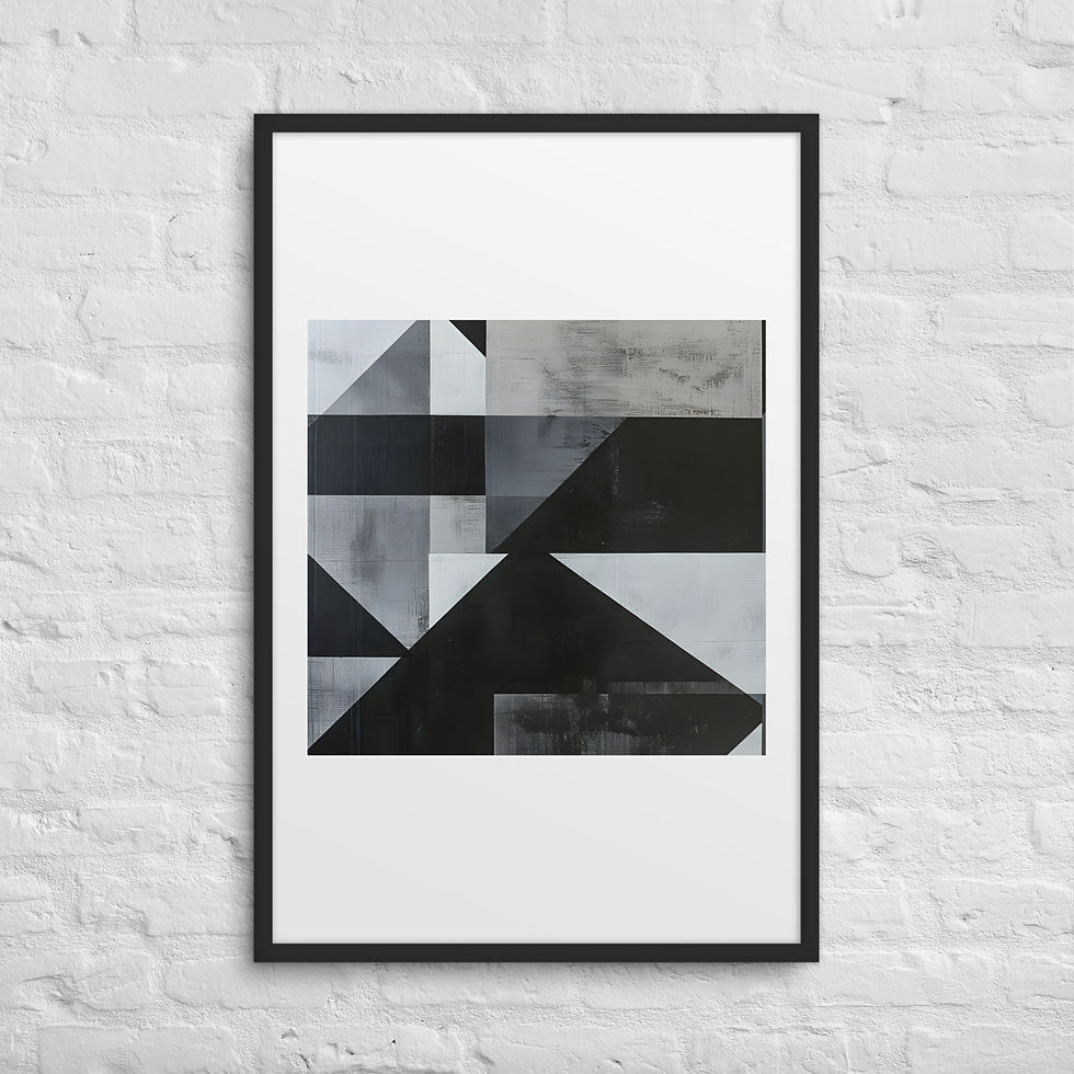 Thumbnail: Framed Vertical Abstract Art with Matte (2 of 3) – Black Geometric Design