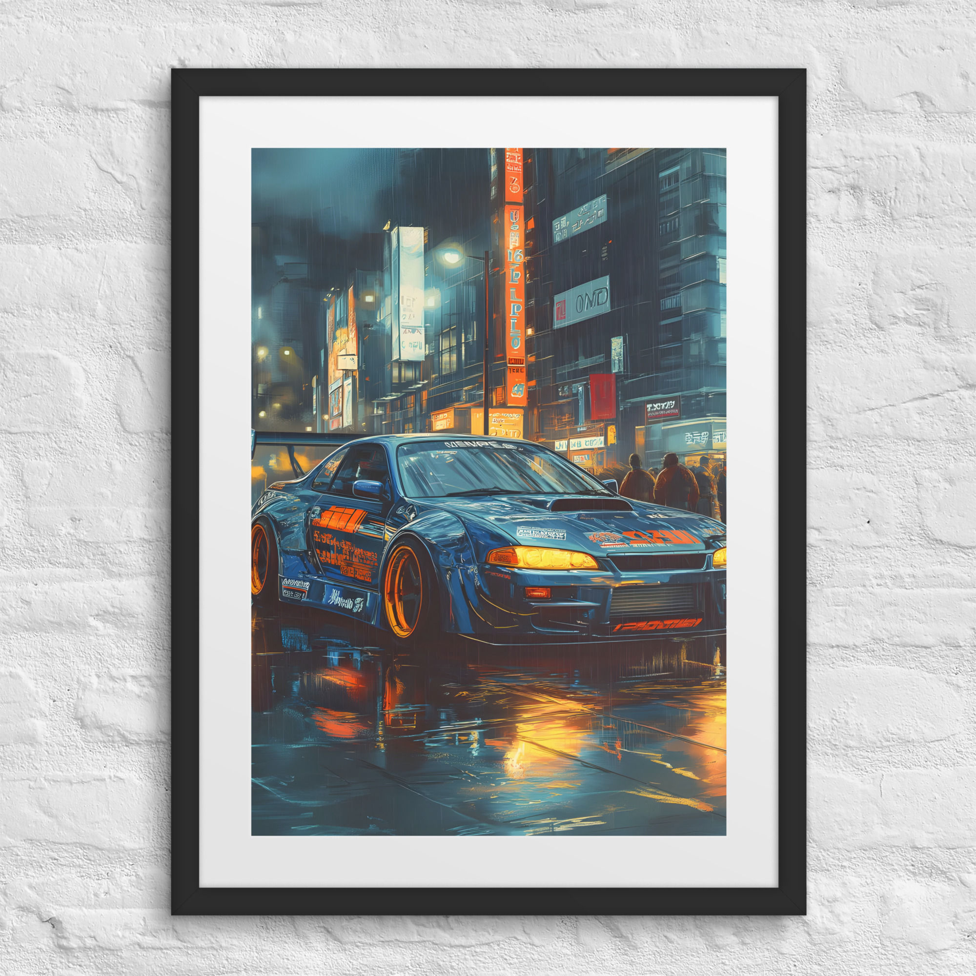 Framed Tuner Car in Neon City – High-Performance JDM Street Racer