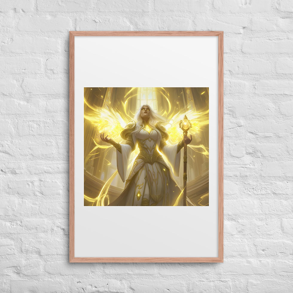 Thumbnail: Radiant Priestess of Light – Framed Divine Fantasy Artwork